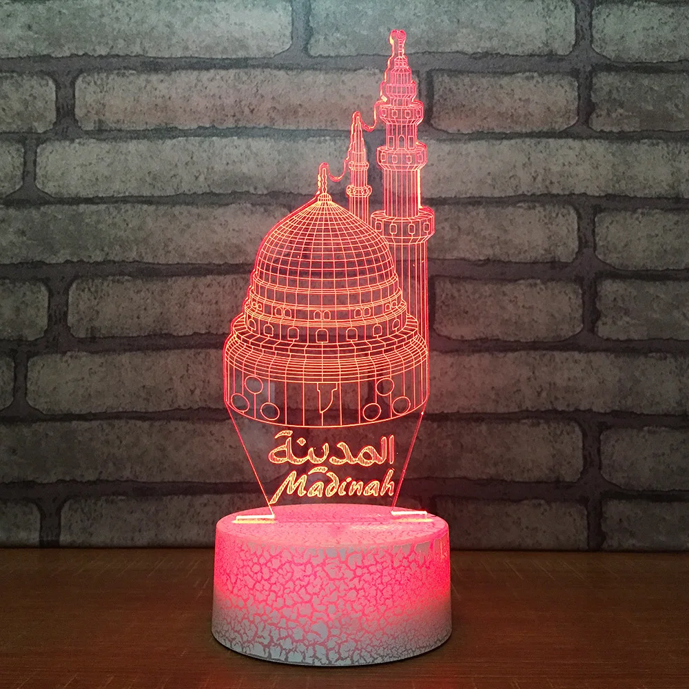 

7 Color Changing Usb Gift Led 3D Vision Building Night Lights Creative Castle Modelling Touch Button Desk Table Lamp Decoration