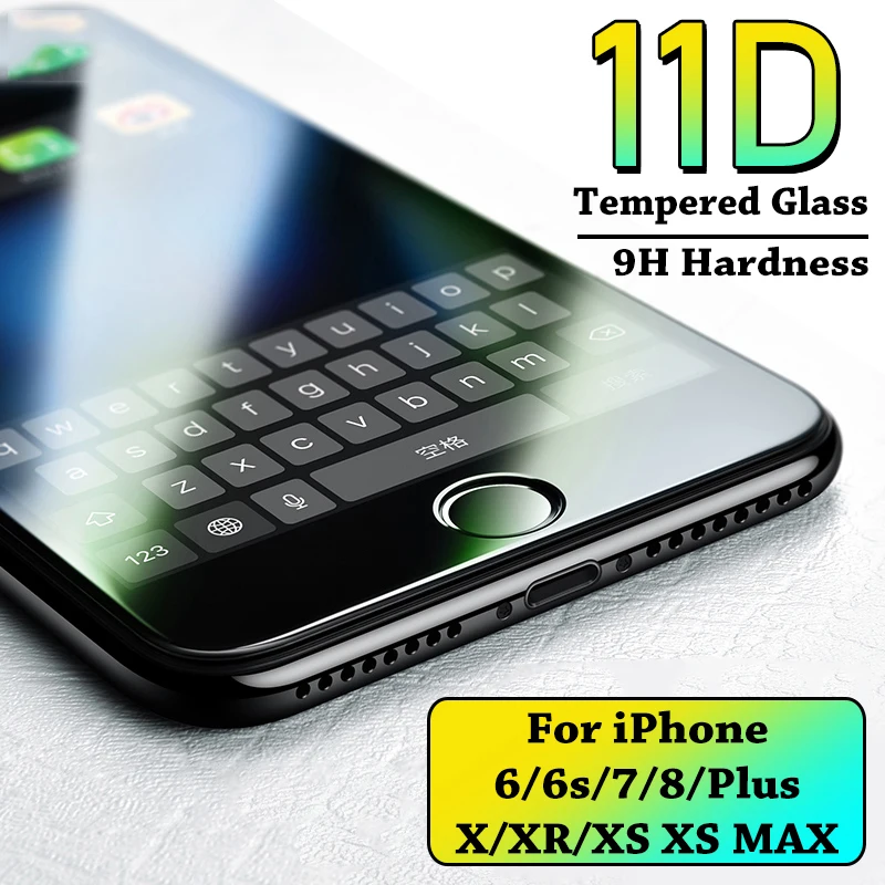 

11D Protective Glass on the For iPhone 6 6s 7 8 Plus X XS glass For iPhone XR Xs Max Screen Protector Tempered Glass