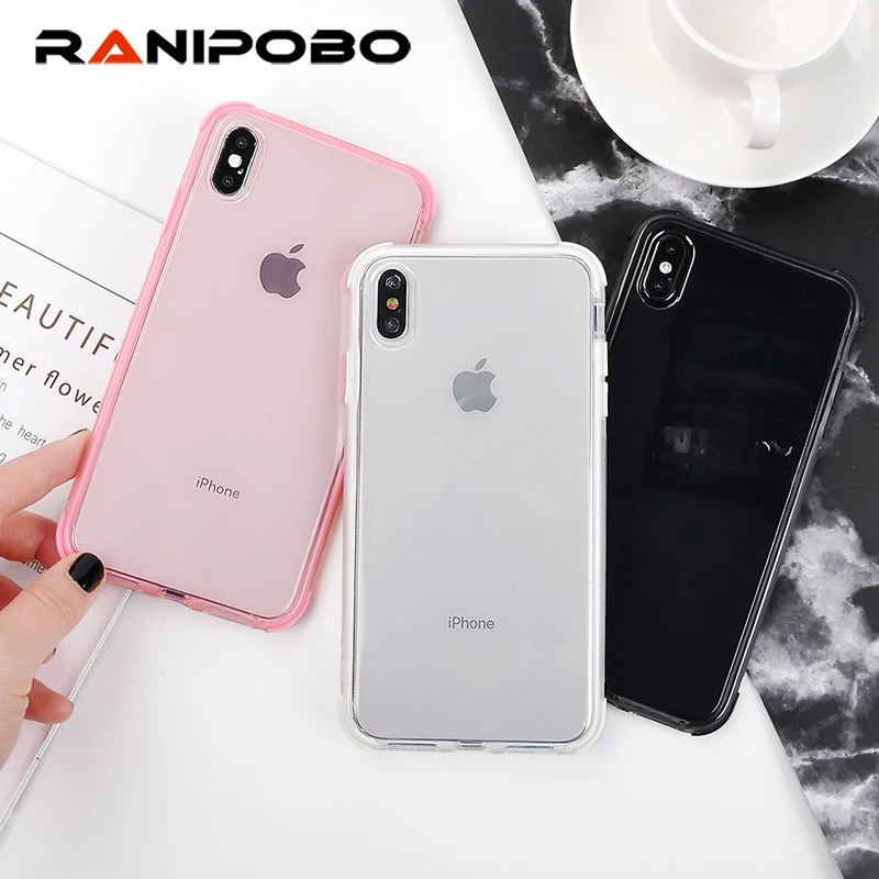 

Fashion Transparent Anti-knock Phone Case For iPhone X XS XR XS Max 8 7 6 6S Plus Candy Color Soft TPU Clear Back Cover Couque