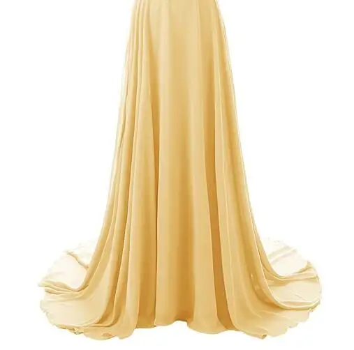 Простое алиновое платье для выпускного вечера женские длинные Мятные платья подружки невесты шифоновые вечерние платья для выпускного вечера вечерние платья на молнии G044 - Цвет: Золотой