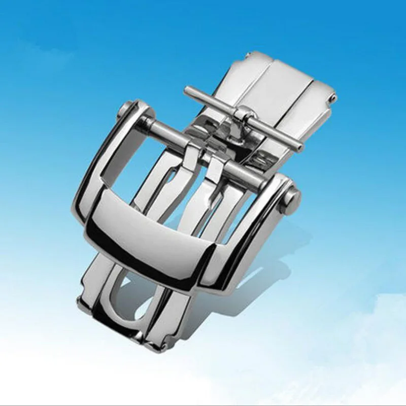 

18mm High Quality 316L Stainless Steel Butterfly Watch Band Buckle Strap Silver Folding Clasp Replacement for Patek Philippe