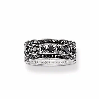 

Muffiy Brand Black Cubic Zircon Creole Ring Trendy Cool Men and Women Jewelry Sporty Silver Color Untuk Wanita Bijoux Huarache