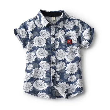 

Baby Boys Casual Sunflower Shirt Summer 2019 Tiny Cotton Toddler Kid Short Sleeve Blouse Beach Children Clothes 2 3 4 5 6 Years