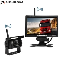 ANSHILONG Wireless IR 18LED Waterproof Backup Camera Rear View System for Bus Truck Trailer+7 Wireless Car LCD Screen Monitor byncg wireless car reverse reversing dual backup rear view camera for trucks bus excavator caravan rv trailer with 7 monitor