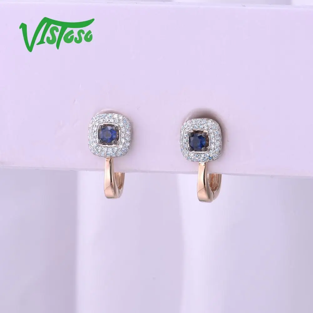 Висосо золотые серьги для женщин 14 K 585 розовое золото сверкающий синий сапфир роскошный алмаз обручальное кольцо юбилей ювелирные украшения