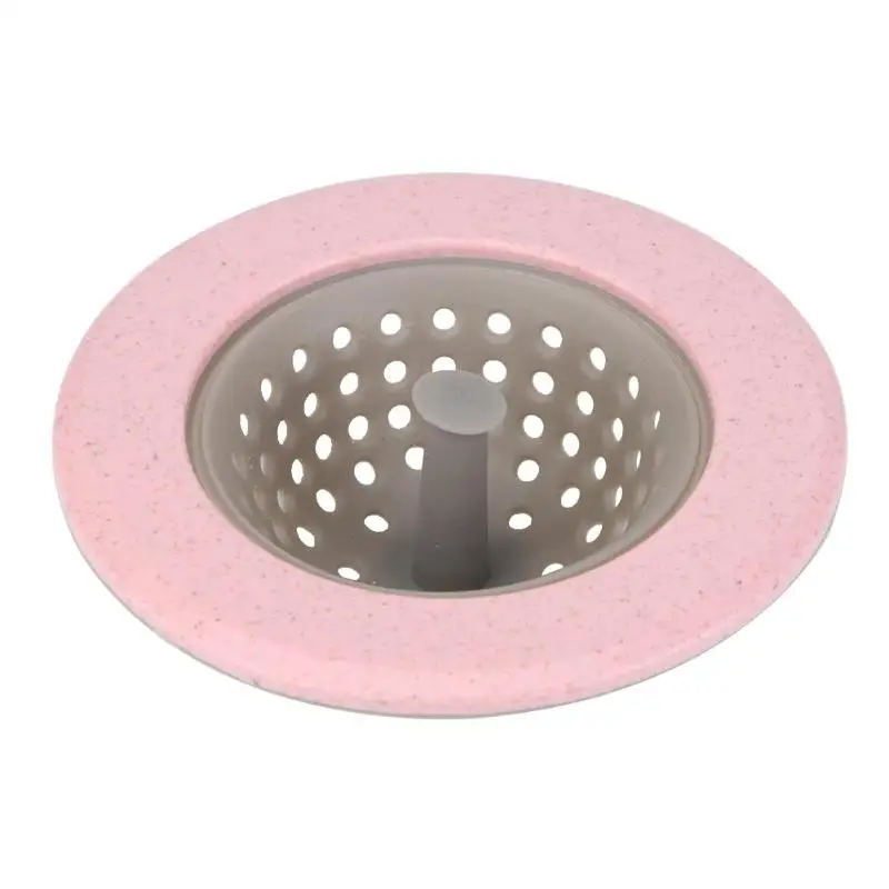Пшеничная солома кухонные присоски силиконовые для ванной комнаты анти-блокирующие инструменты Кухонная Раковина слив круглый Слив для пола заглушка фильтр для воды - Цвет: Розовый