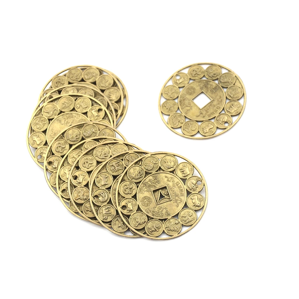 1 шт. диаметр: 4,5 см цинковый сплав благоприятный Счастливый Китайский Зодиак фэн-шуй монета для удачи амулет преуспевающая защита