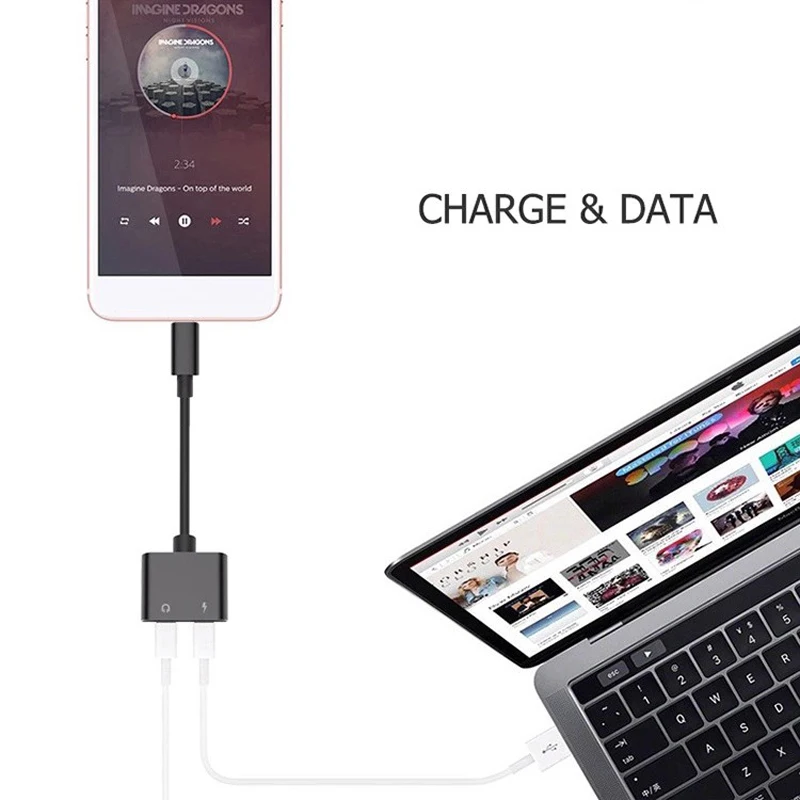 USB-C папа до 3,5 мм и USB-C женский 1 вход 2 выхода аудио сплиттер Джек адаптер для iPhone наушников аудио Зарядка конвертер