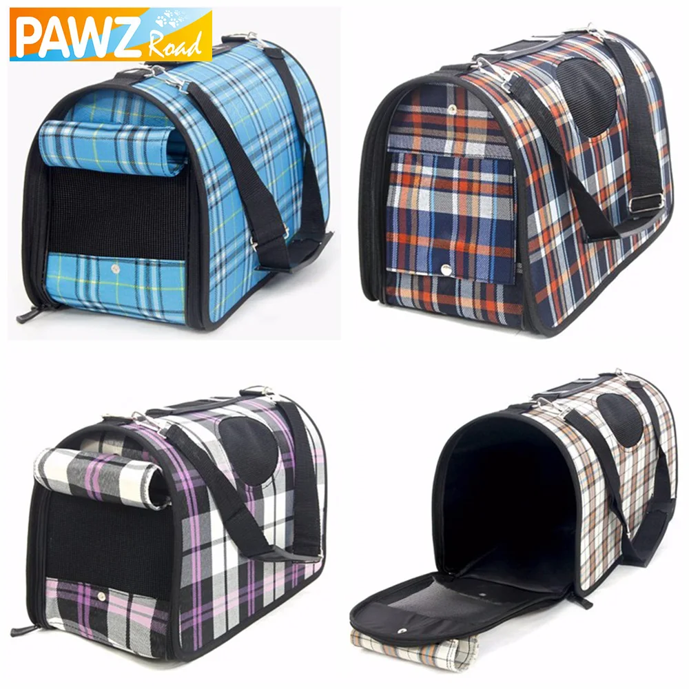 Domestic Delivery Pet Bag Durable Folding Convenient Outdoor Travel Grid Carriers For Cat Dog
