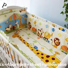 Промо-акция! 6 шт. лесной детская кроватка jogo de cama для девочек постельное белье(бампер+ простыня+ наволочка