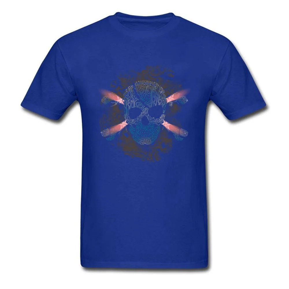 Hot Sale Cyber Skull 3D Printed Short Sleeve T-shirts VALENTINE DAY Crew Neck Pure Cotton Tops T Shirt for Men Tee-Shirts Casual Cyber Skull blue