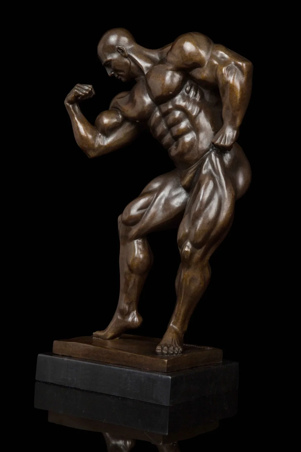 

gymnastics Bodybuilding muscle Crafts Copper Best selling Strong man Hunk Bronze Sculpture marble base gymnasium decoration