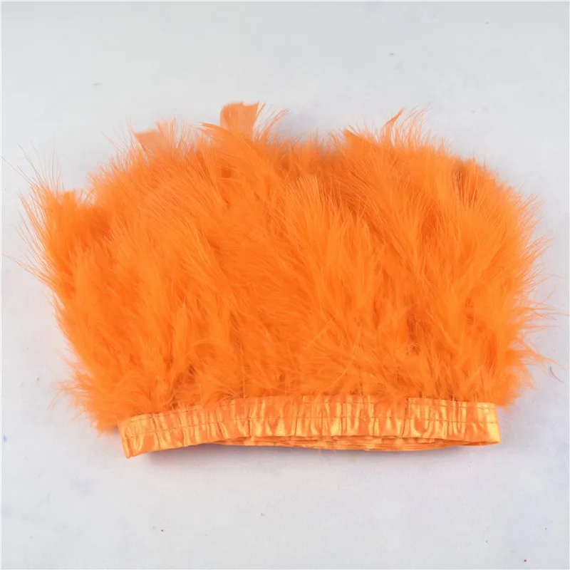 Orange 2 ярдов/партия темно-синий Марабу/индейка перо лента отделка 15-18 см diy Декор Перья для ремесла ткань отделочная лента для одежды Свадебные плащи - Цвет: Orange