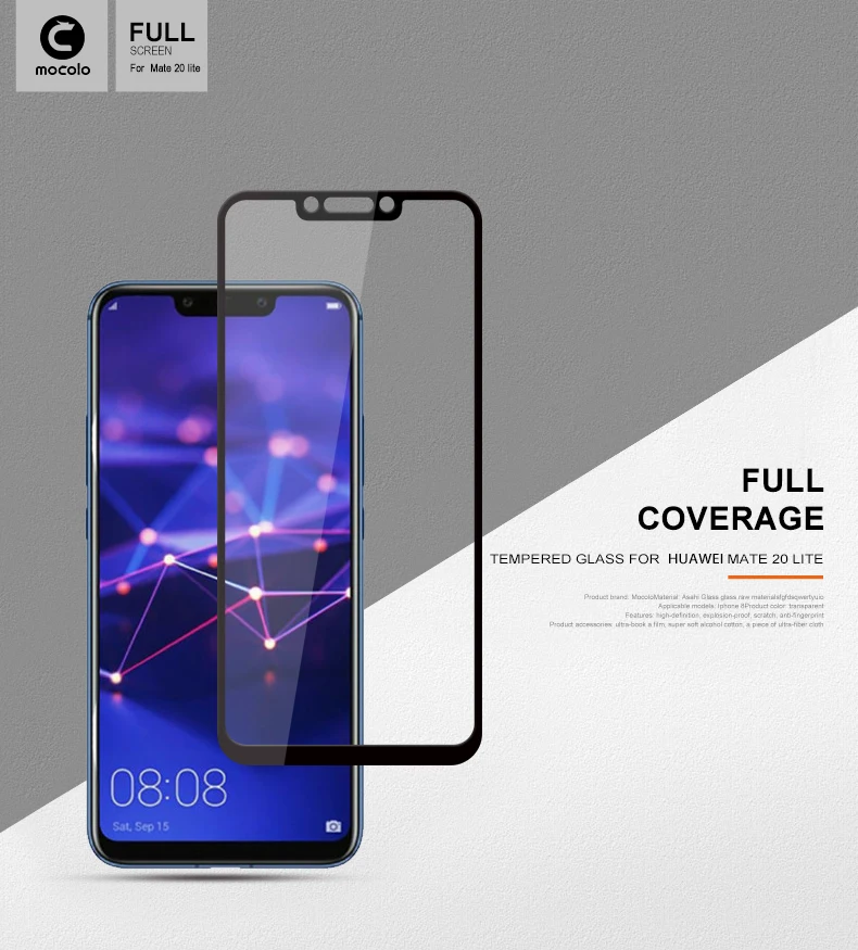 Полноэкранное премиум-стекло Mocolo для huawei mate 20 Pro, полное покрытие, Защита экрана для mate 20 Lite, закаленное стекло, пленка