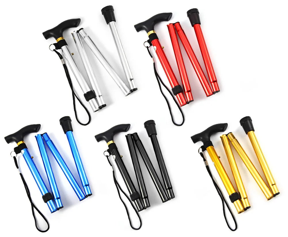 Bastón de senderismo Trekking Trail aleación de aluminio bastones plegables ultraligero 4 Sección bastones ajustables bastones Bastón de senderismo Trekking Trail aleación de aluminio bastones plegables ultraligero 4 Sección bastones ajustables bastones
