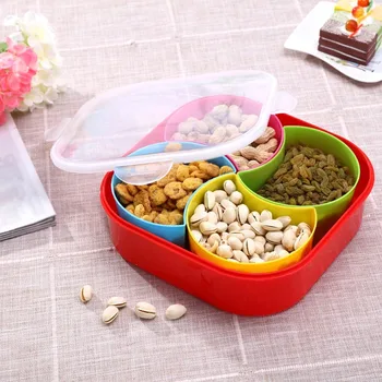 

New Plastic Removable 4 Lattices Dry Fruit Containers Box Snacks Seeds Storage Box Kitchen Food Container Case Kitchen Tools Hot