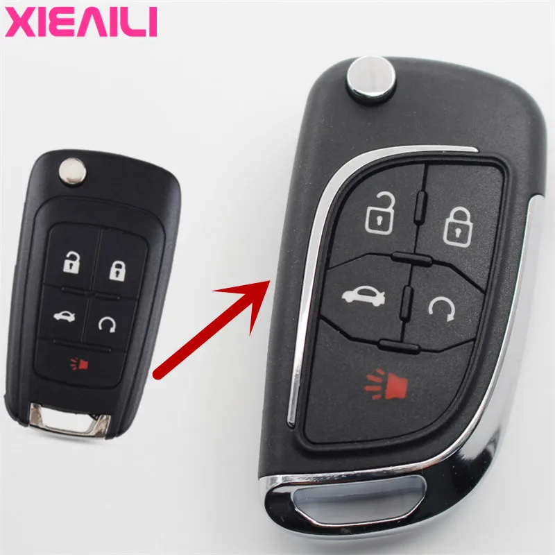 

XIEAILI OEM 5Button Modified Flip Folding Remote Key Case Shell For Chevrolet Camaro/Malibu Key Fob Case S500