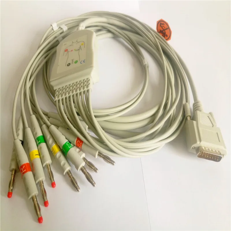 Совместимый для Nihon Kohden ECG-1250, ECG-1350 кабель для ЭКГ с leadwires 10 проводов кабель для электрокардиографа 4,0 банан конец, ТПУ IEC