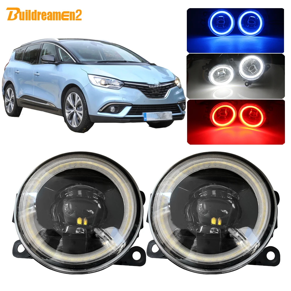 

Buildreamen2 Car 4000LM LED Fog Light Angel Eye Daytime Running Light DRL 12V Accessories For Renault Grand Scenic 2004-2015