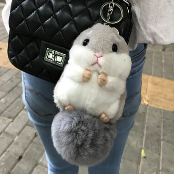 

Cute Girls Plush Fur Hamster Doll Key Chain Women Car Trinket Pom Pom Fur Ball Keychain On Bag Jewelry Party Wedding Toy Gifts