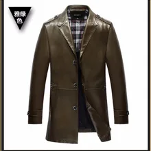 M-3XL Для мужчин костюм воротник кожаный костюм модные тонкие Бизнес Повседневная PU кожаная куртка средней длины траншеи Большие размеры Одежда