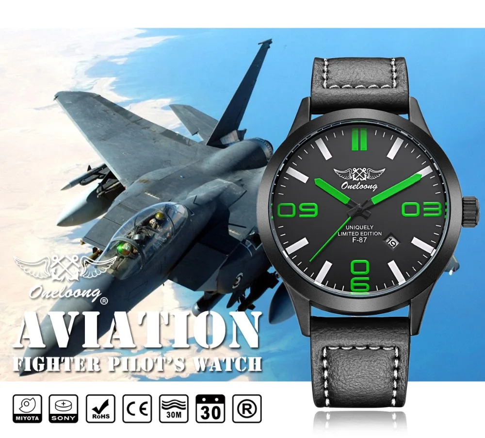 F 88 Air Fighter Pilot Watch MIYOTA Japan Movement Men Watch ONELOONG