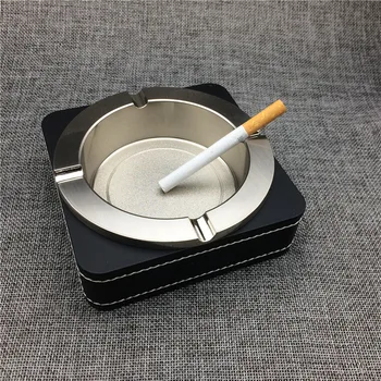 

Mr.k High Quality 120x120x43mm Zinc Alloy & Black Genuine Rich Leather Square Cigarette Ashtray Cigar Ashtray