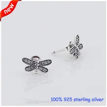 Совместимость с Европейский украшение "Стрекоза" серьги-гвоздики сережки, Серебряные сережки 925 пробы Серебряные ювелирные изделия «сделай сам» оптом 9E16