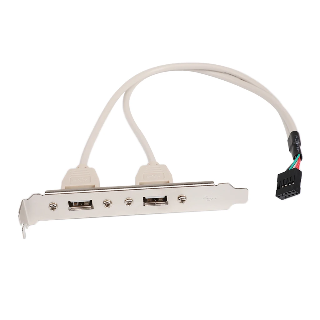 2Port USB2.0 Rear Panel Expansion Bracket to Motherboard USB Header Cable