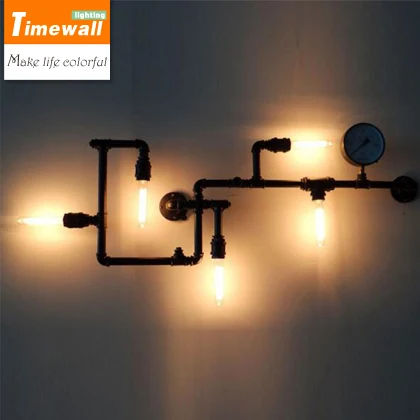 

American industrial pipe wall lamp American style loft retro balcony personalized restaurant bar iron wall lamp