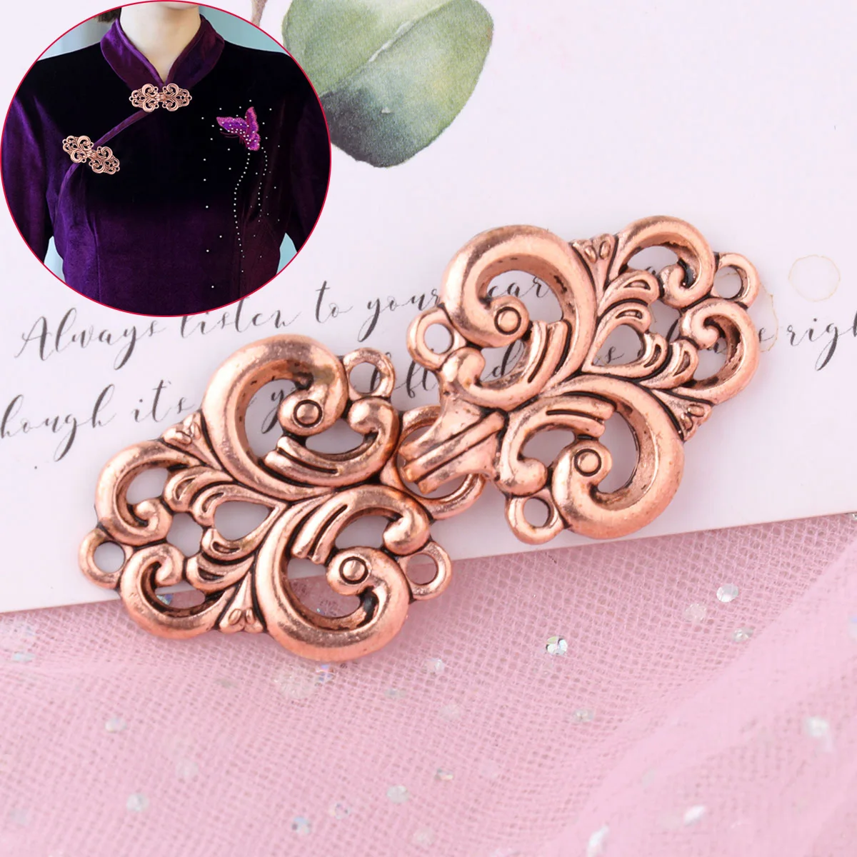 

5Pairs Cloak Clasp Fasteners Chinese Frog Buttons Chinese Knot Button Collar Brooch Retro Wave shape Cardigan Clip Sewing Button