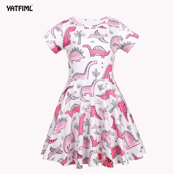 

YATFIML Kids Dinosaur Dress Girls Baby Children Flower Princess Sleeveless Dresses Wedding Party Costumes Dress for kids