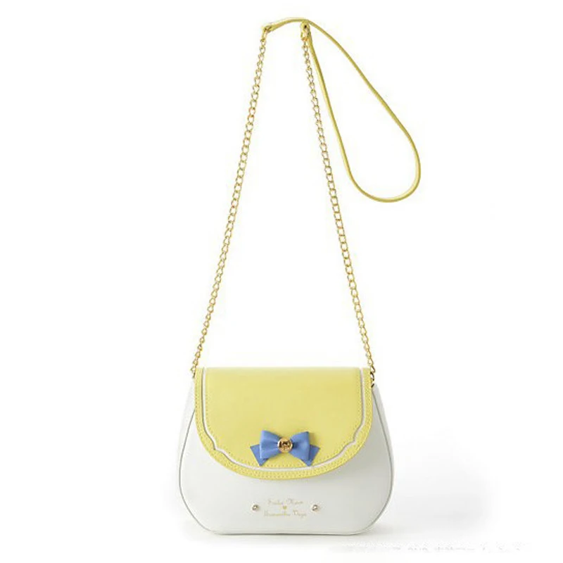Новинка, женская сумка Сейлор Мун, яркие цвета, на цепочке, сумка на плечо из искусственной кожи, милая сумка с бантом, женская маленькая сумка через плечо - Цвет: yellow