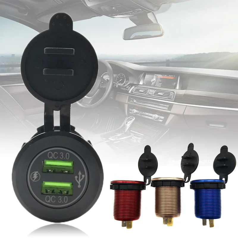 

Car Charger Dual USB QC3.0 Power Adapter Socket Durable Portable Aluminum Alloy DXY88