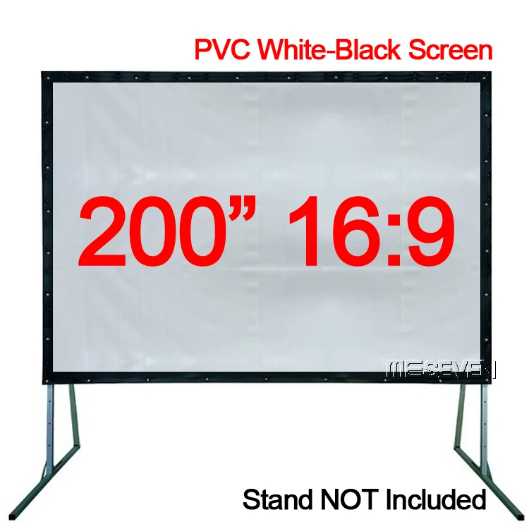 200 inches 169 Portable PVC Soft White Black Fast Fold Outdoor Projector Screen for LED LCD HD