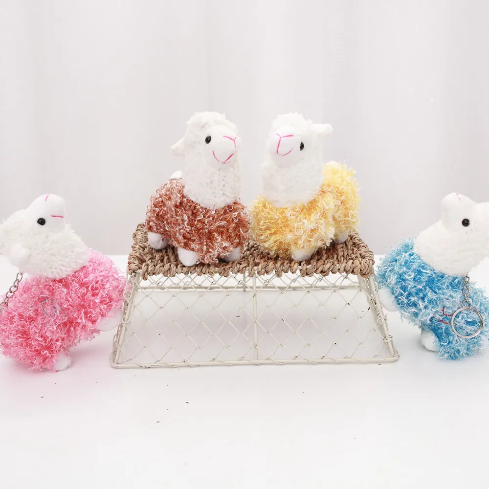 

12cm Cute Llama Alpaca Plush Toys Kawaii Bag Hanging Pendant Keychain Stuffed Animals Kids Toys Classmates Girl Gift for Kids