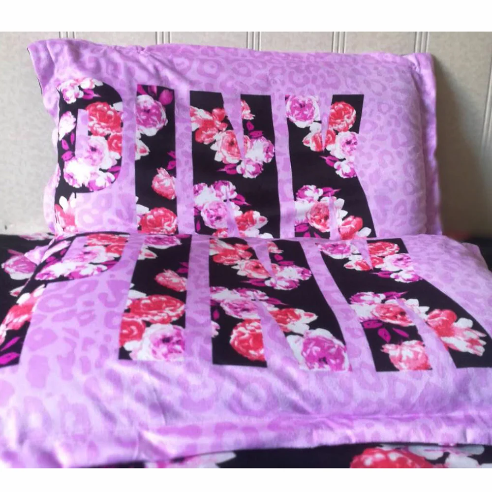 

Luxury 2PCS 48x74cm Pink Printed Pillow Covers Rectangle Bed Pillow Case Decorative Flannel Pillowcase for Living Room