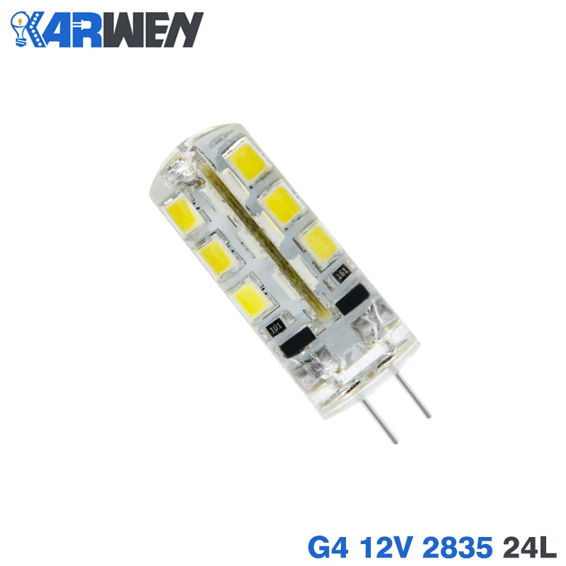 KARWEN 10 шт./лот G4 G9 Светодиодный лампа SMD3014 2835 3 Вт 5 Вт 7 Вт 9 Вт AC/DC 12V AC 220V 24 48 64 104 светодиодный s люстра 360 градусов с украшением в виде кристаллов пятно - Испускаемый цвет: 12V 2835 24Leds