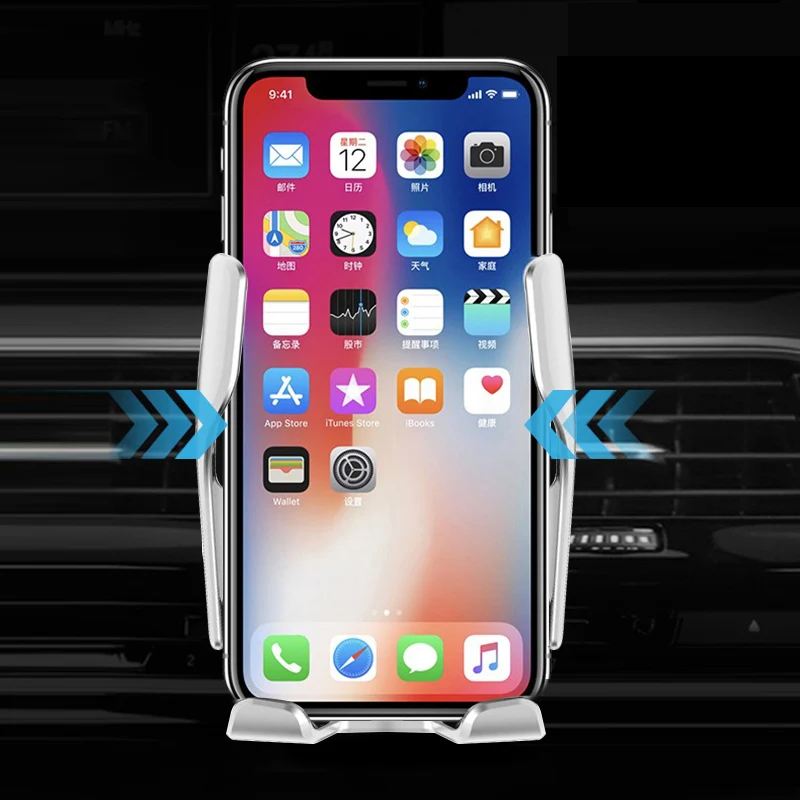 Автоматическое зажимное беспроводное автомобильное зарядное устройство с инфракрасным датчиком QI Индукционная зарядка держатель для iPhone X XS Max samsung xiaomi 9