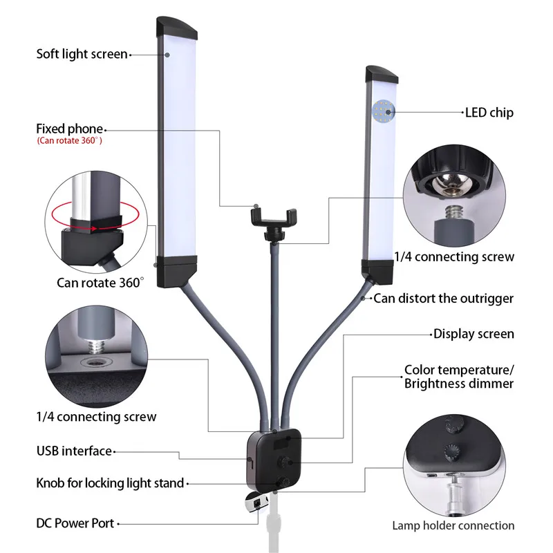fosoto FT-450 Photographic Lighting Multimedia Extreme With Selfie Function Led Video Light lamp Fo