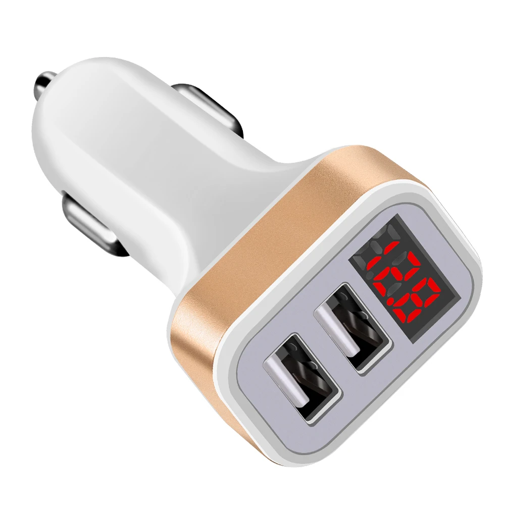 Courch 5 فولت 2.1A المزدوج USB شاحن سيارة محول مع الصمام عرض الجهد الحالي منخفضة الجهد تحذير شحن للهاتف الكمبيوتر اللوحي