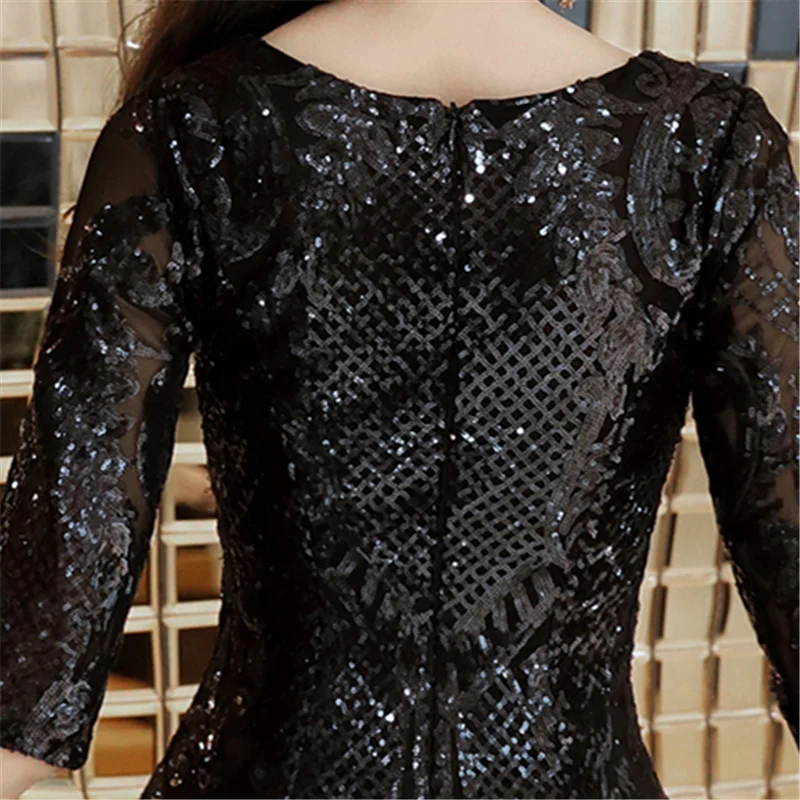 Это YiiYa коктейльное платье маленькое черное блестящее вечернее платье с коротким рукавом элегантные вечерние бальные платья для девочек E011