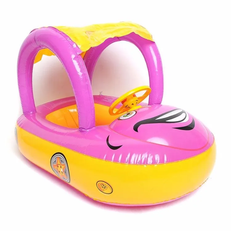 1 шт. от 0 до 3 лет надувной круг для купания ребенка кольцо детская надувная лодка с сиденьем в форме автомобиля солнцезащитный козырек купальное кольцо