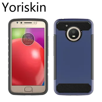 

For Moto E4 Dual Layer Slim Armor Heavy Duty Cover For Motorola Moto E4 With Carbon Fiber Protective Phone Case