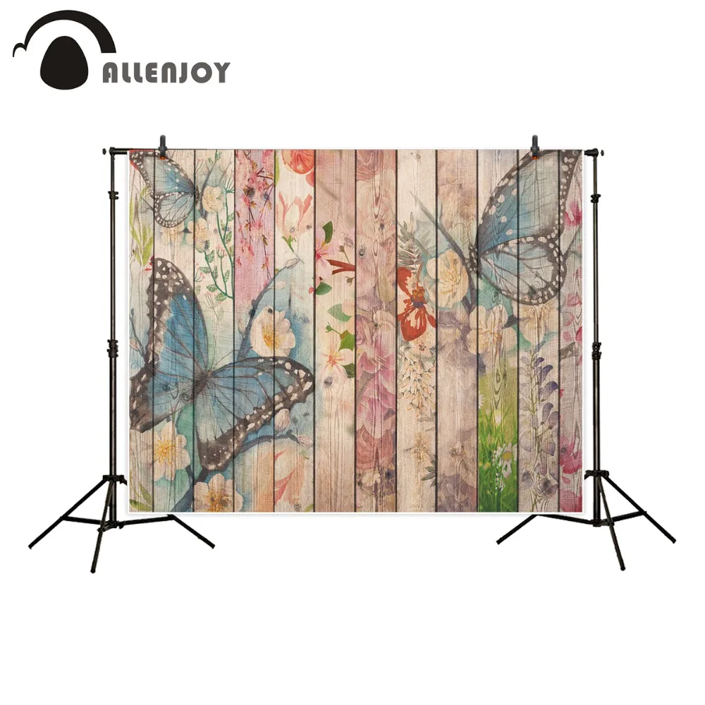 Allenjoy Фотофон бабочка весенний деревянный цветок винтажный красочный фон фотостудия фотобудка для фотосессии