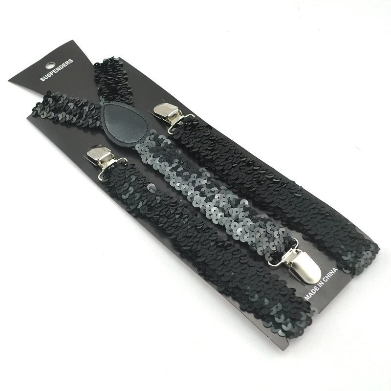 

2019 Fashion 2.5cm Sequins Fashion Women Men Unisex Clip Bracket Elastic Sling 11 Color Y-strap Sling strap