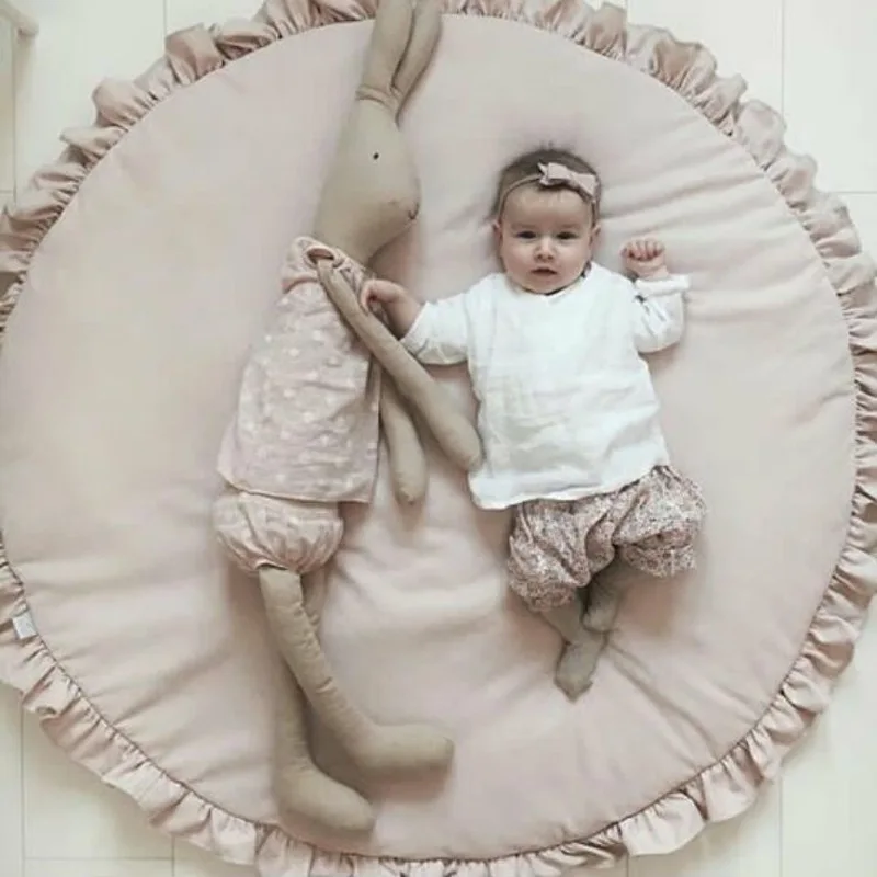 Newborn Game Interior Room Decor Baby Padded Play Mats Soft Cotton Crawling Mat Girls Game Rugs Round Floor Carpet For Kids