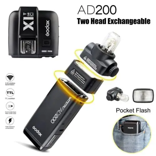 Godox AD200 200 W 2,4G ttl 1/8000 s HSS 2900 mAh двойной карман вспышки Speedlite для Canon Nikon sony - Цвет: AD200 with X1TC