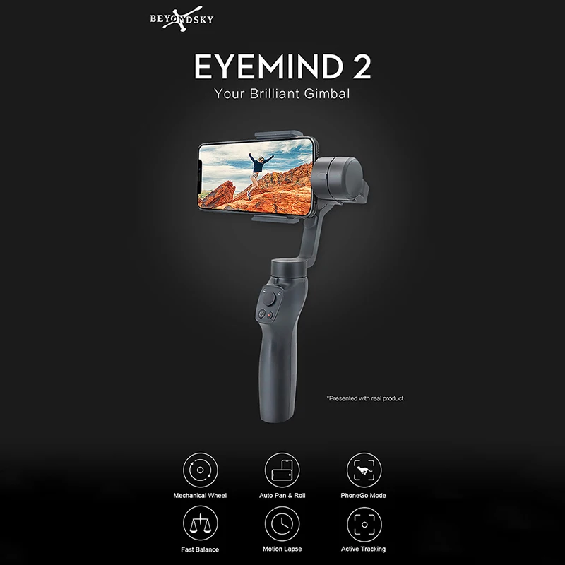  Eyemind 2 Smartphone Handheld Gimbal 3-Axis Stabilizer Face Tracking Selfie Stick for iPhone Huawei