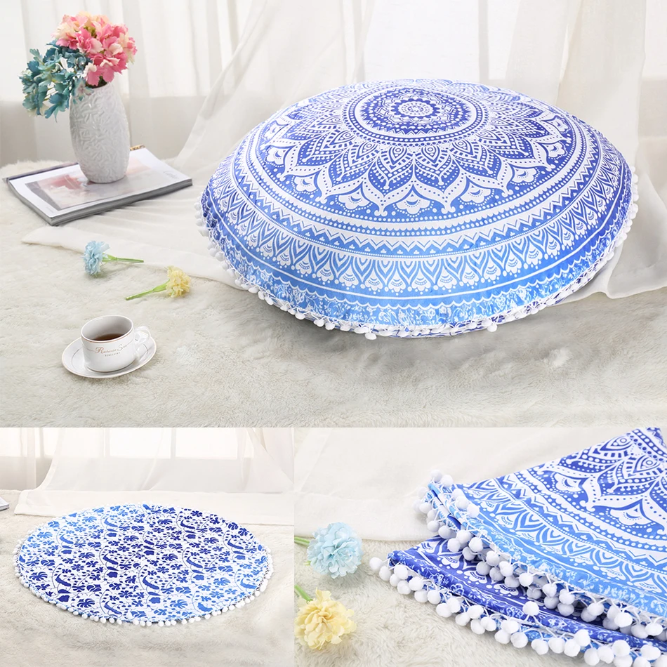 29x29inch Large Floor Pouf Pillows Indian Mandala Round Cushion Covers